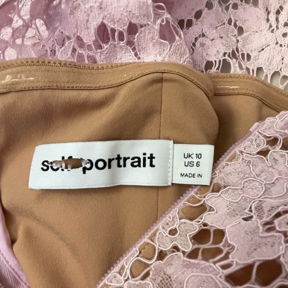 NEW Self-Portrait Fine Lace Pearl Midi Dress in Pink | UK 10 / US 6 - Picture 14 of 16